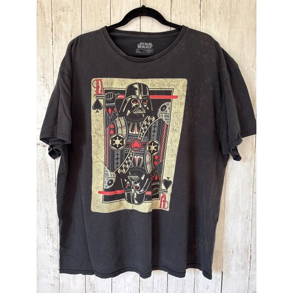 Star Wars Darth Vader Playing Card 2XL Black Cotton Crewneck Graphic T-Shirt - Picture 1 of 7